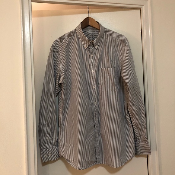 UNIQLO men’s grey striped button down oxford shirt - Picture 1 of 6